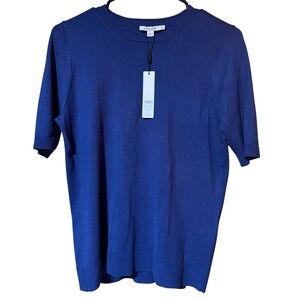 Chico's Dark Harbor Blue Short Sleeve Pullover Sweater NWT Size 0